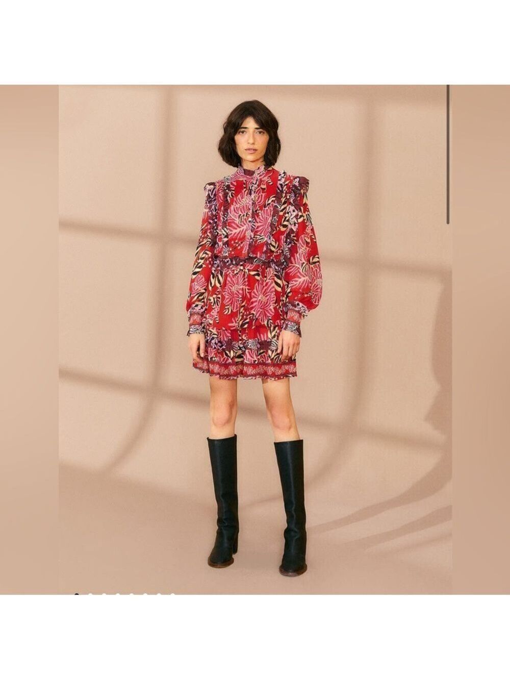 Farm Rio Mixed Floral Ruffle Mini Dress - Picture 2 of 12